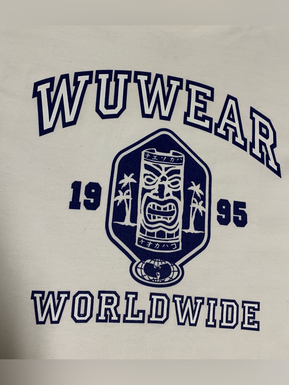 Wu Wear Worldwide 1995 TIKI White T Shirt Size XL -USA MADE (Minor Stains)